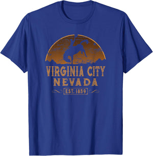Virginia City, Nevada NV Wild West Rodeo Cowboy T-Shirt - T-Shirt | Royal