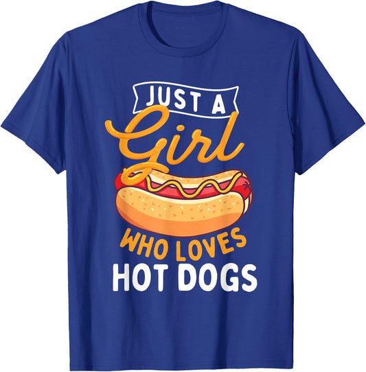 Just A Girl Who Loves Hot Dogs - Hot Dog Lover Fast Food T-Shirt - T-Shirt | Royal