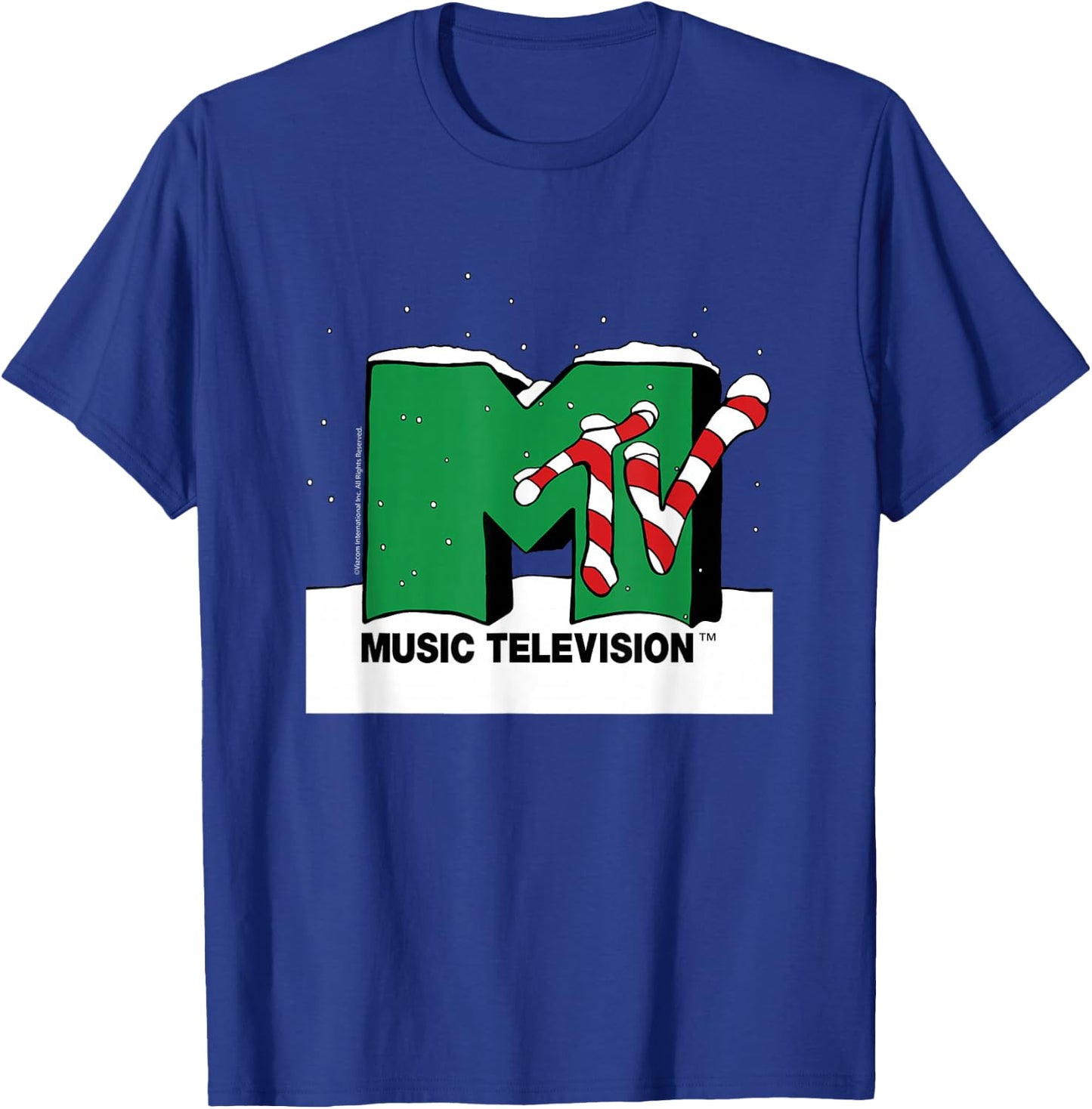 MTV - MTV Snowy Christmas Logo T-Shirt - T-Shirt | Royal