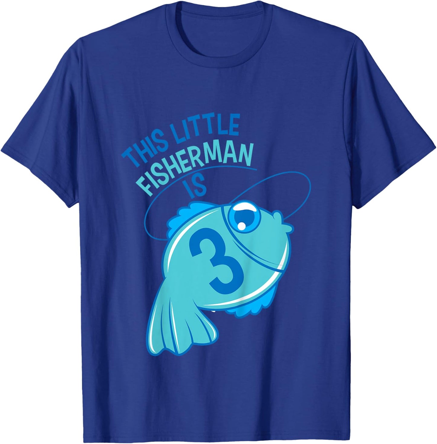Kids 3rd Birthday Boys Fishing Fish 3 Year Old T-Shirt - T-Shirt | Royal