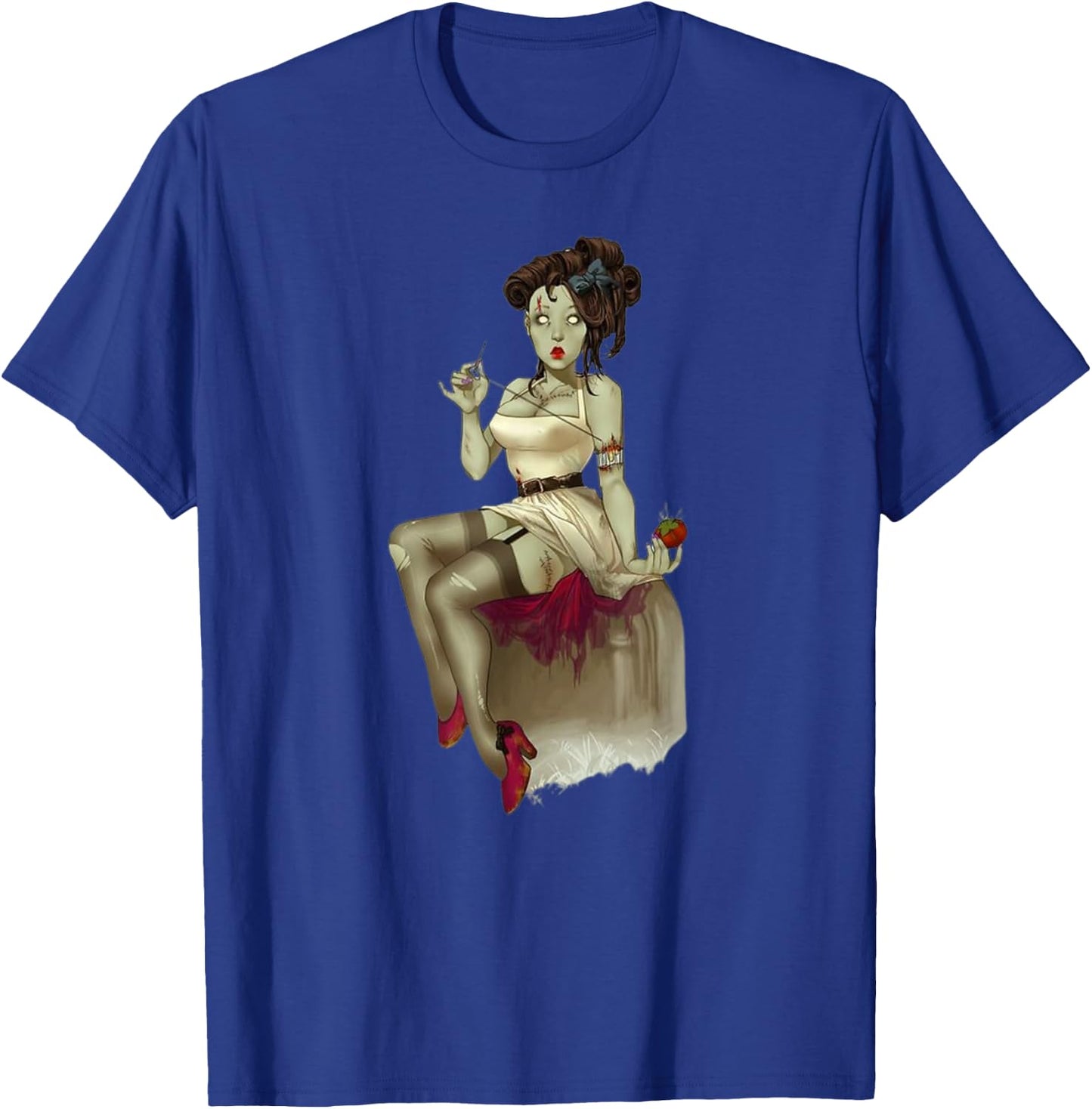 Zombie Pin Up Girl Halloween Graphic T-Shirt - T-Shirt | Royal