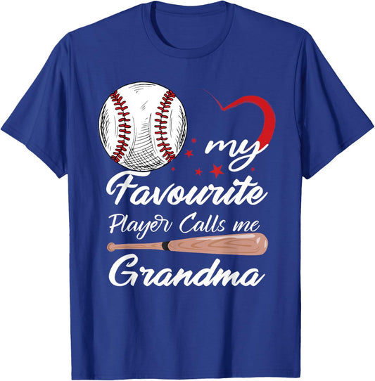My Favorite Player Calls Me Grandma Baseball Women T-Shirt - T-Shirt | Royal