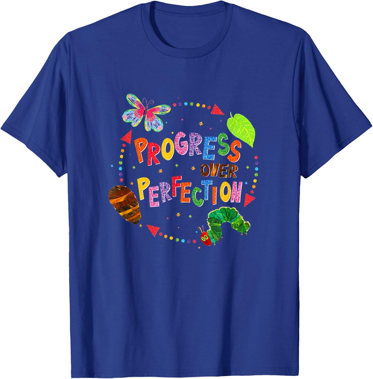 Progress Over Perfection Teacher Quote T-Shirt - T-Shirt | Royal