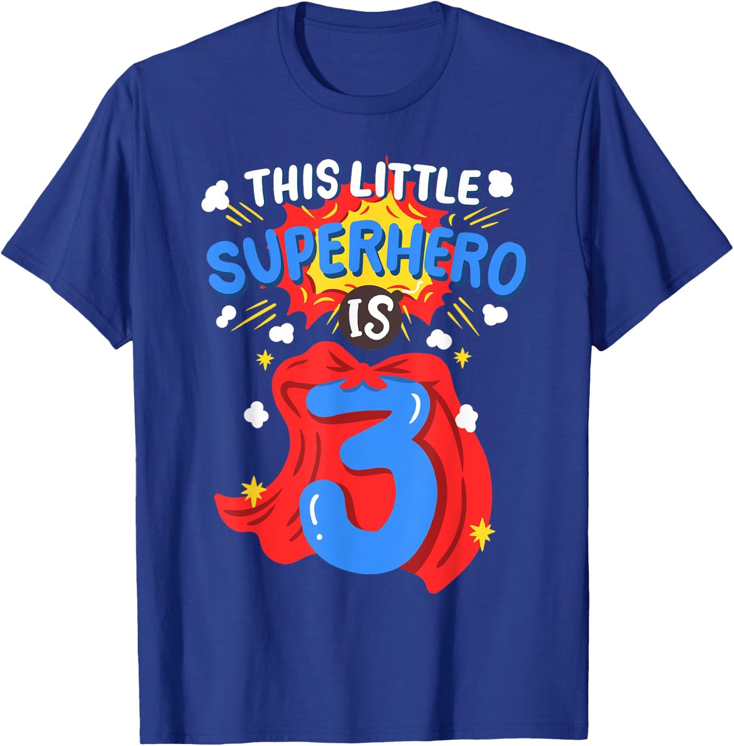 This Little Superhero Is 3 Kids Boys 3rd Birthday Party T-Shirt - T-Shirt | Royal
