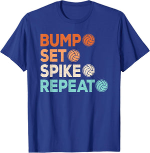 Bump Set Spike Repeat Volleyball Player Men Boys Kids T-Shirt - T-Shirt | Royal