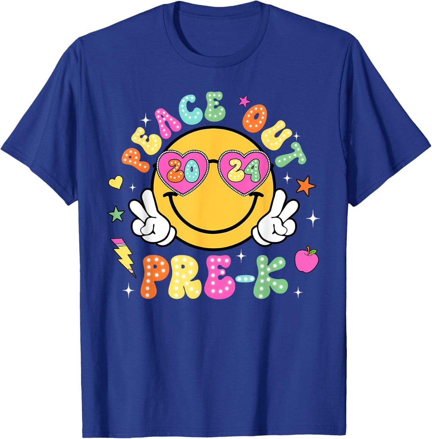 Peace Out Pre-K Cute Groovy Last Day of Pre-K T-Shirt - T-Shirt | Royal