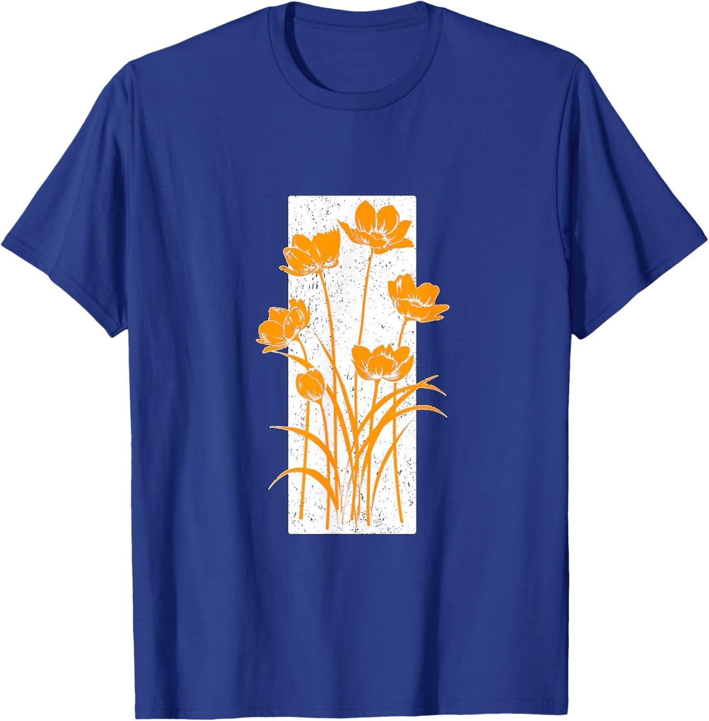 Orange Distressed Flower Stripe Orange Graphic T-Shirt - T-Shirt | Royal