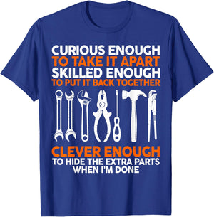 Curious Enough To Take It Apart Car Auto Garage Mechanic Men T-Shirt - T-Shirt | Royal