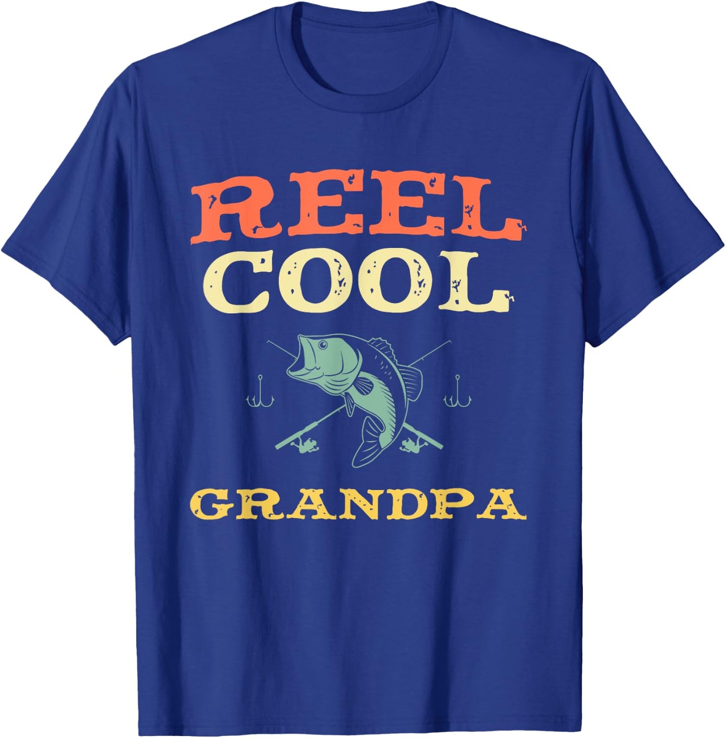 Reel Cool Grandpa Fishing Fisherman Funny Vintage T-Shirt - T-Shirt | Royal