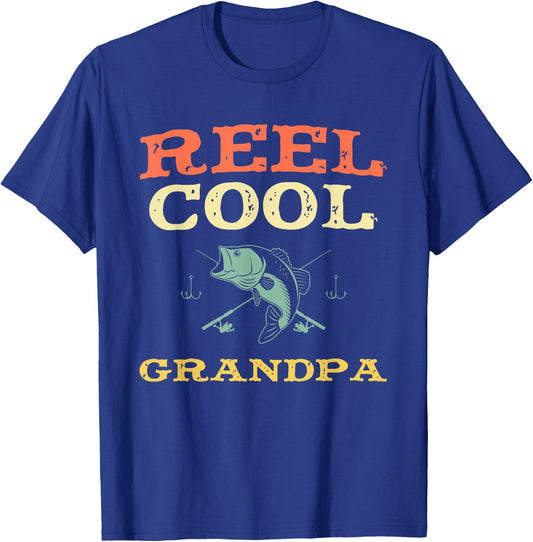 Reel Cool Grandpa Fishing Fisherman Funny Vintage T-Shirt - T-Shirt | Royal