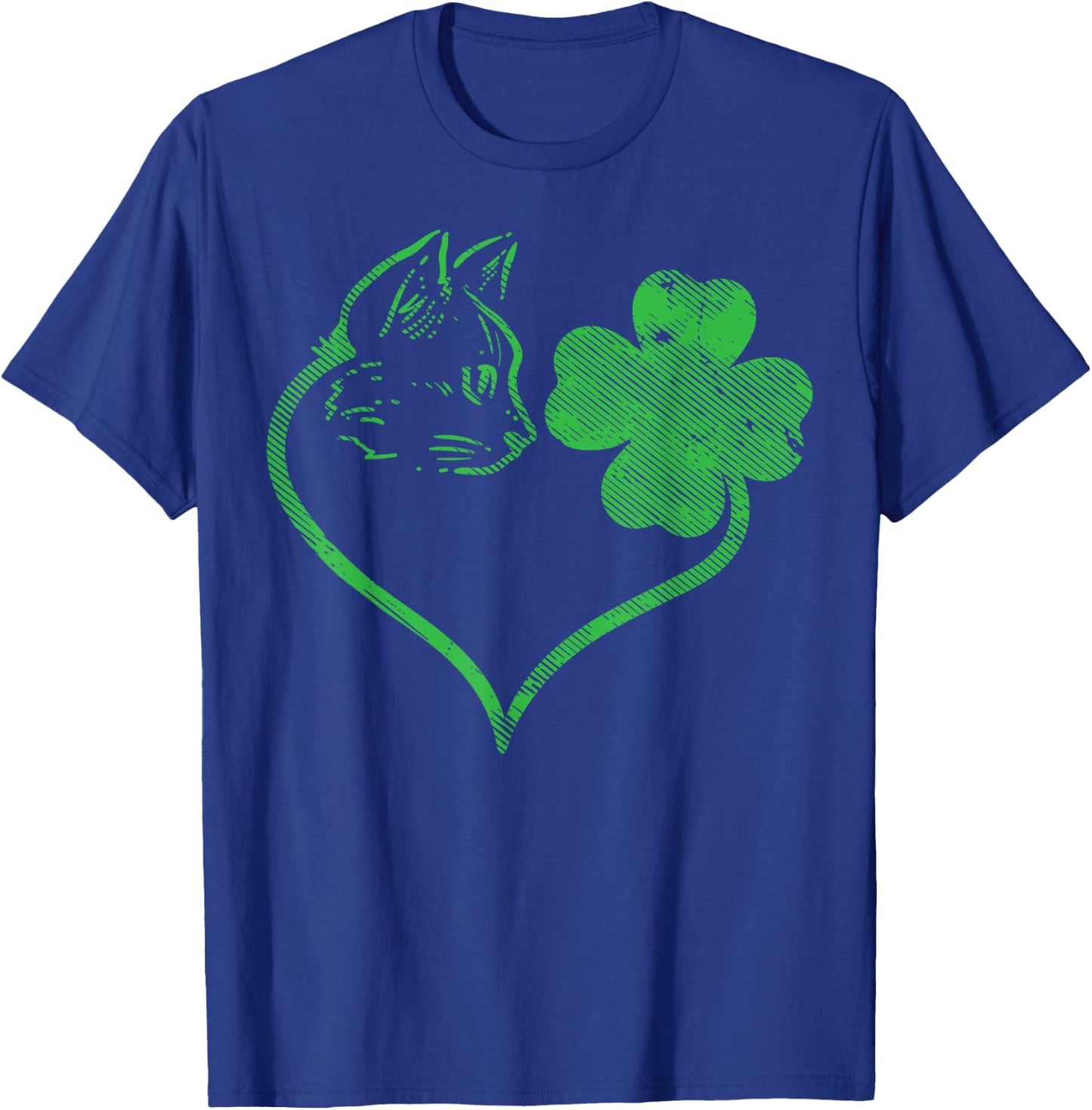 Cat Silhouette Shamrock St Patricks Day Kitten Lover Pet T-Shirt - T-Shirt | Royal