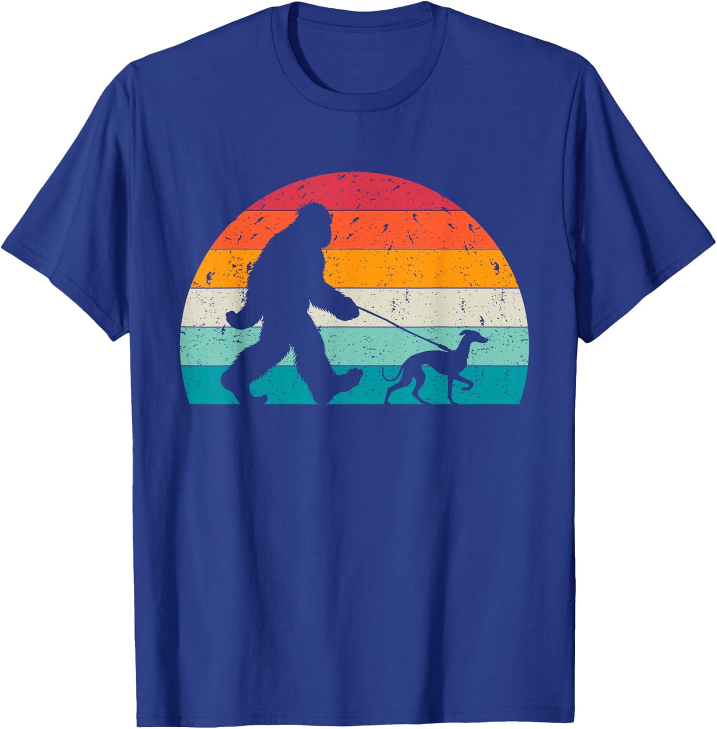 Bigfoot Walking a Dog Funny Italian Greyhound Lovers Dog Dad Women Kids T-Shirt - T-Shirt | Royal