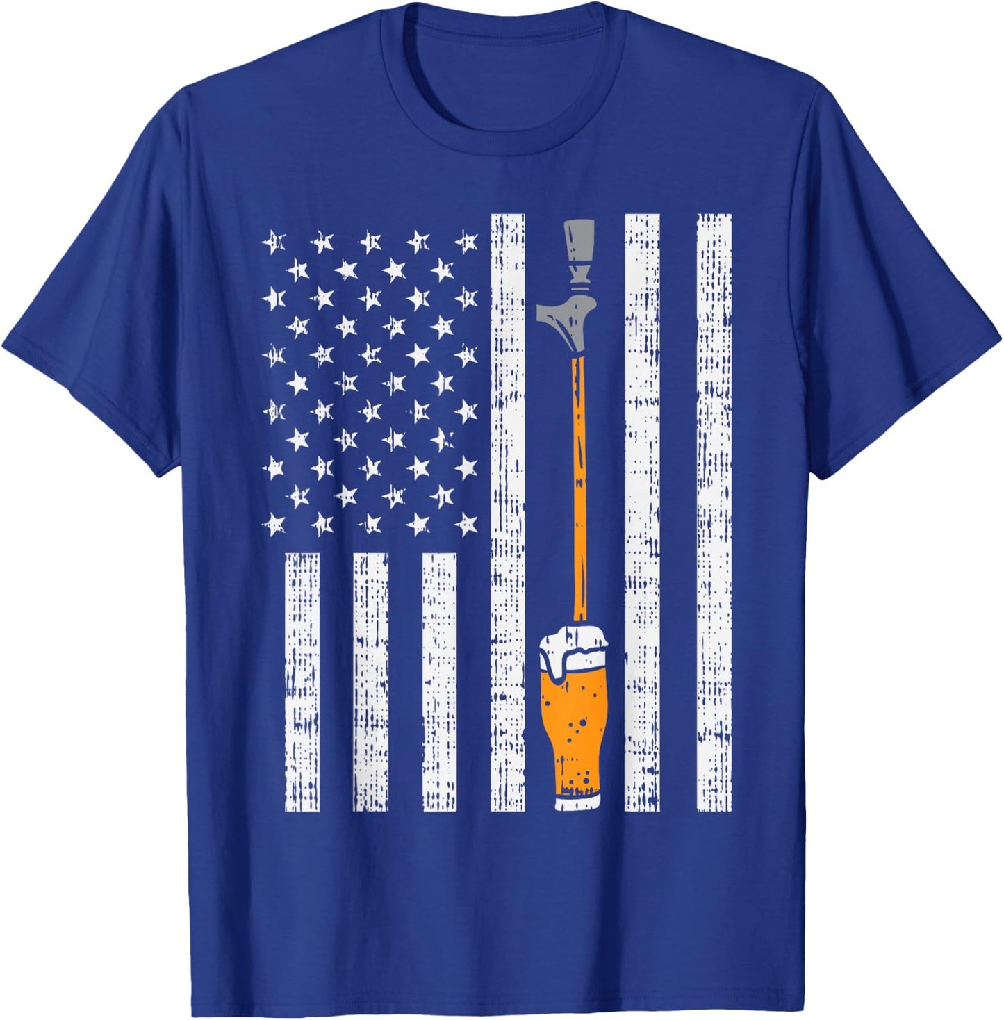 Tap Beer US Flag Fun Draft Draught Fathers Day Men Dad Gift T-Shirt - T-Shirt | Royal