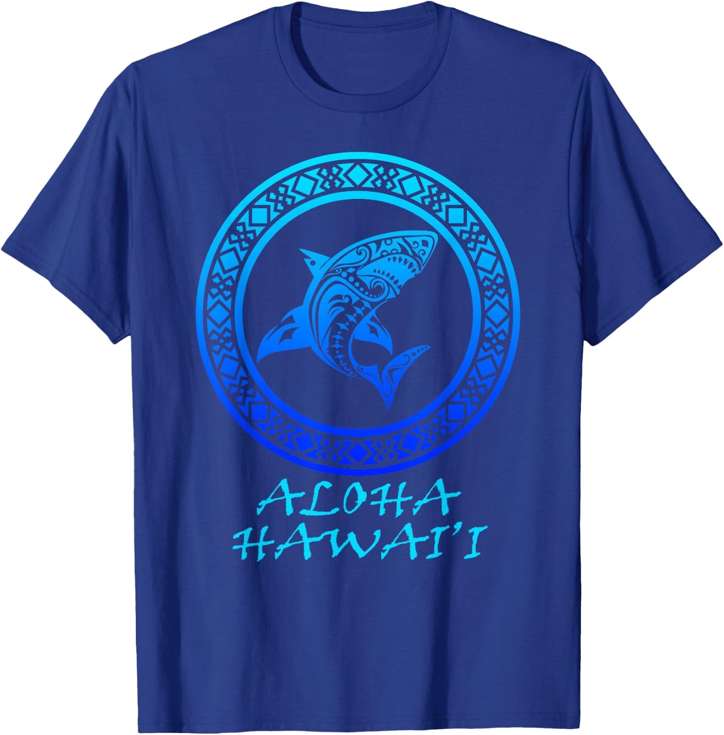 Aloha Hawai'i Vintage Hawaiian Island Tribal Shark T-Shirt - T-Shirt | Royal