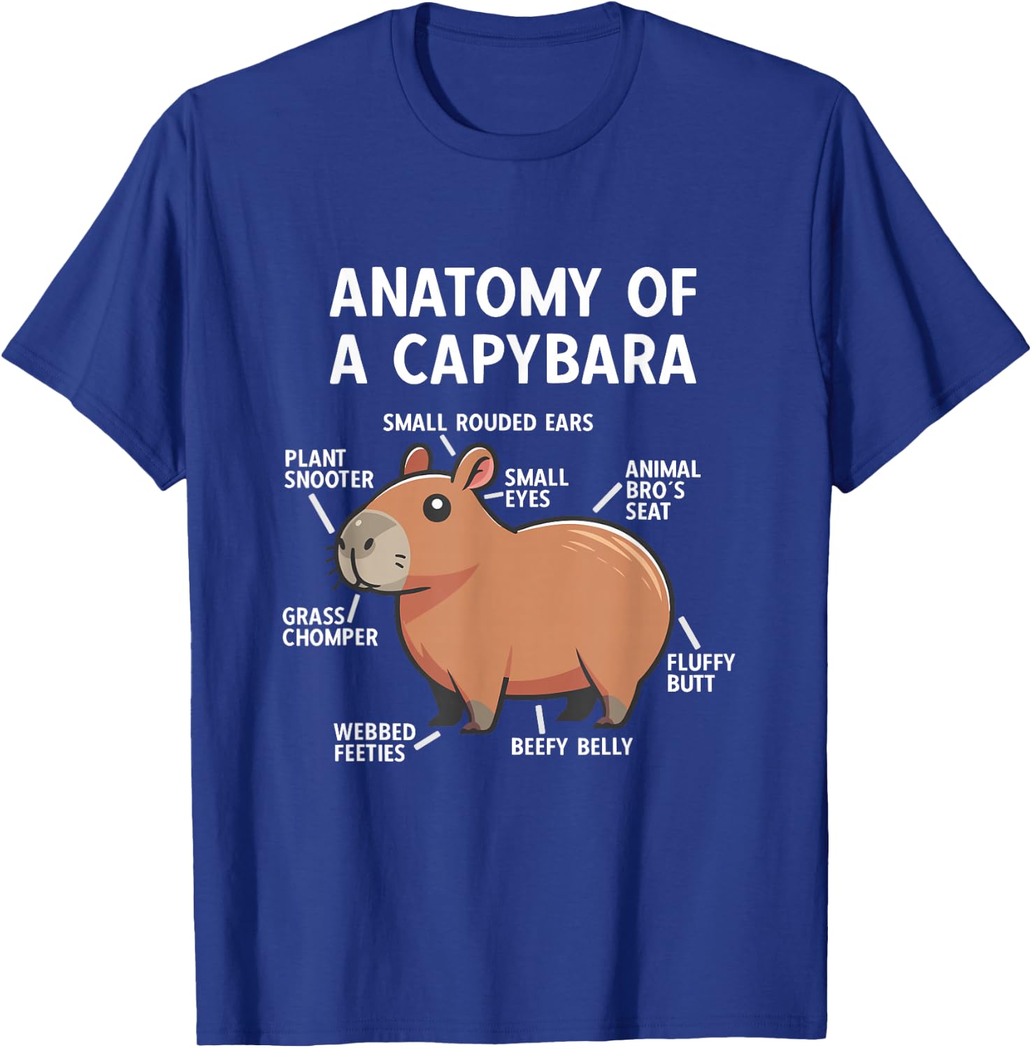 Funny Anatomy Of A Capybara T-Shirt - T-Shirt | Royal