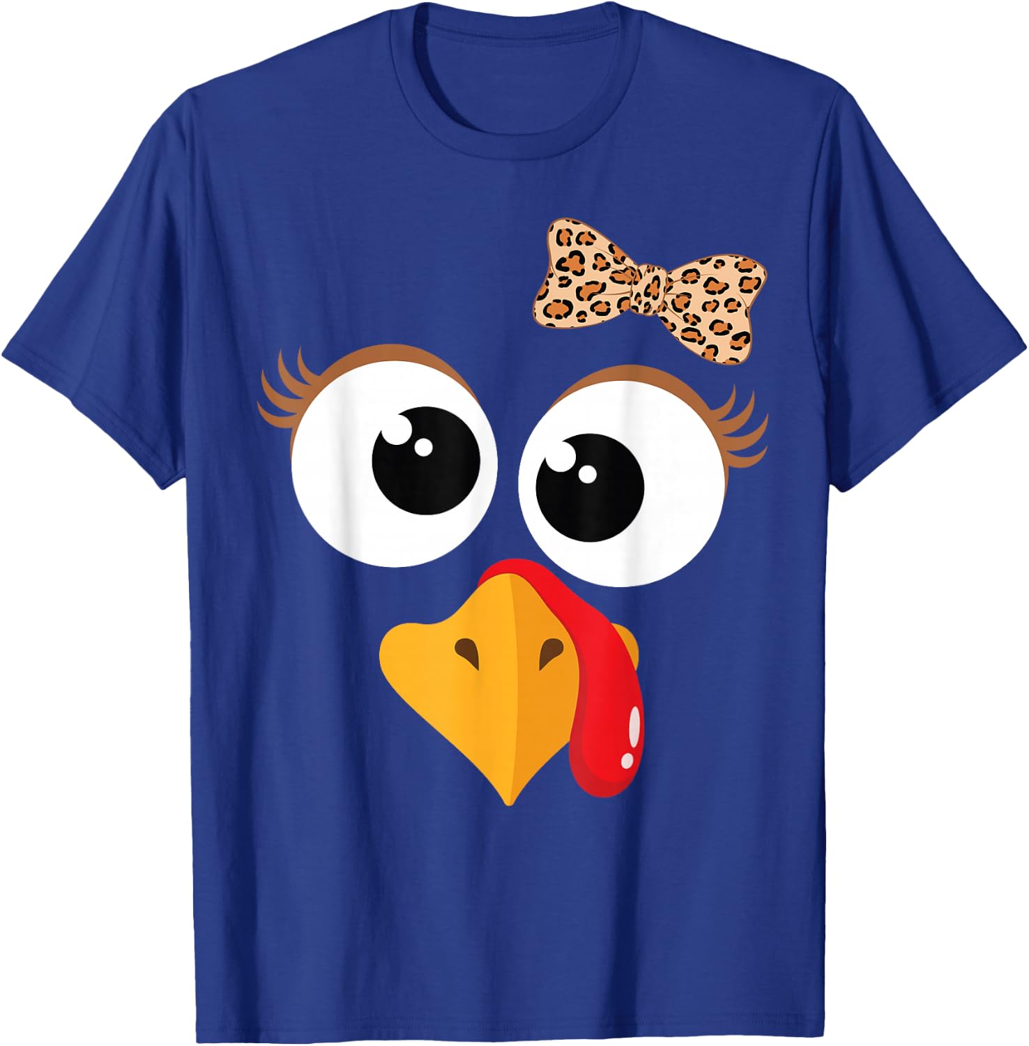 Funny Thanksgiving Turkey Face Costume Women Girl T-Shirt - T-Shirt | Royal
