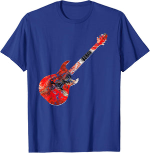 Playable Guitar Shirt Electric Guitar Colorful Abstract T-Shirt - T-Shirt | Royal