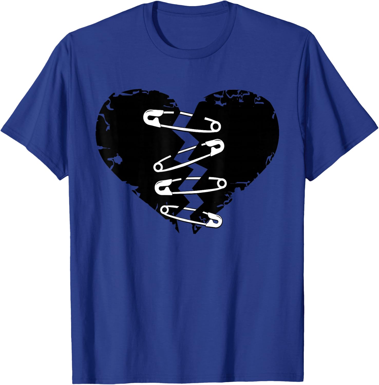 Dark Broken Heart and Safety Pins for T-Shirt - T-Shirt | Royal