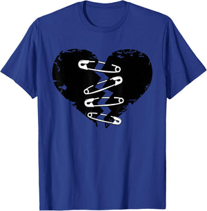Dark Broken Heart and Safety Pins for T-Shirt - T-Shirt | Royal