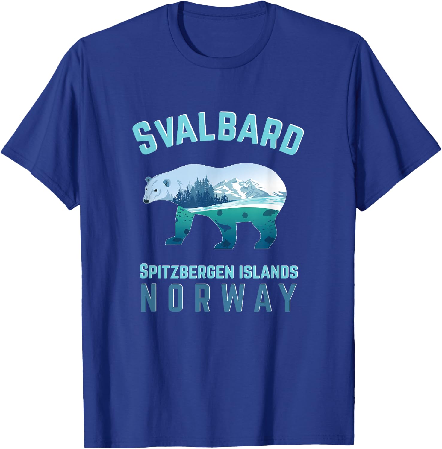 Svalbard Spitzbergen Islands Norway Fjords with Polar Bear T-Shirt - T-Shirt | Royal