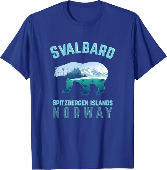 Svalbard Spitzbergen Islands Norway Fjords with Polar Bear T-Shirt - T-Shirt | Royal