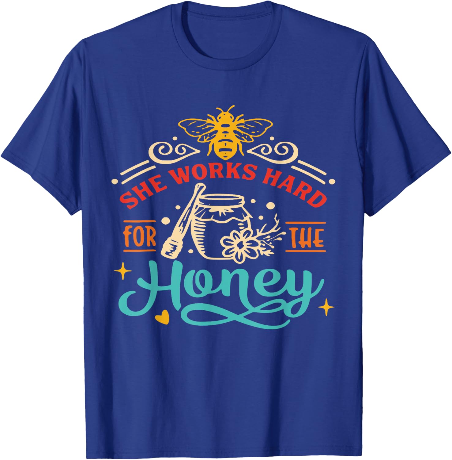 She Works Hard For The Honey Beekeeper Beehive Bee Organic T-Shirt - T-Shirt | Royal