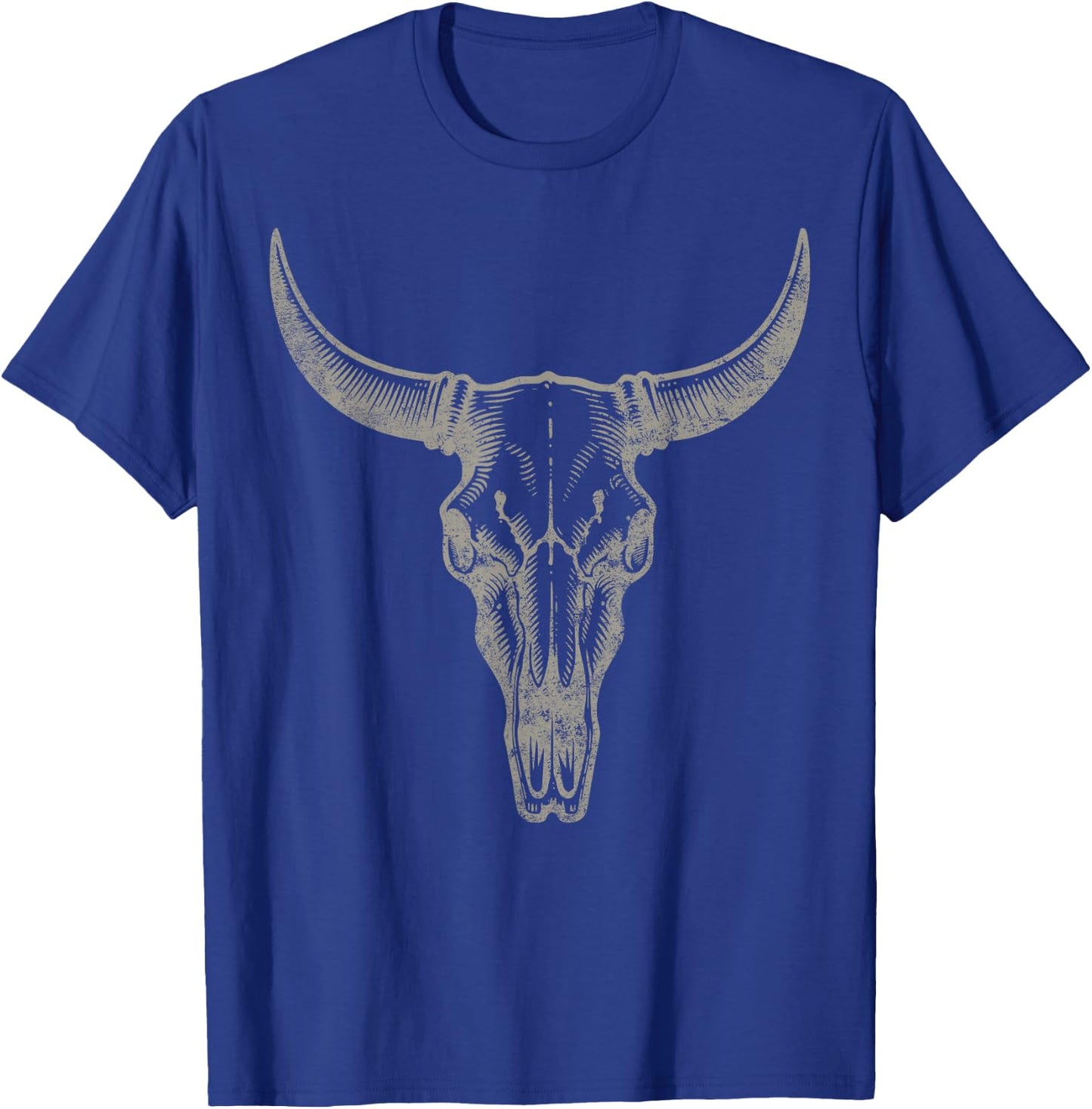 Cowgirl Cowboy Vintage Women Men Western Cow Skull Graphic T-Shirt - T-Shirt | Royal