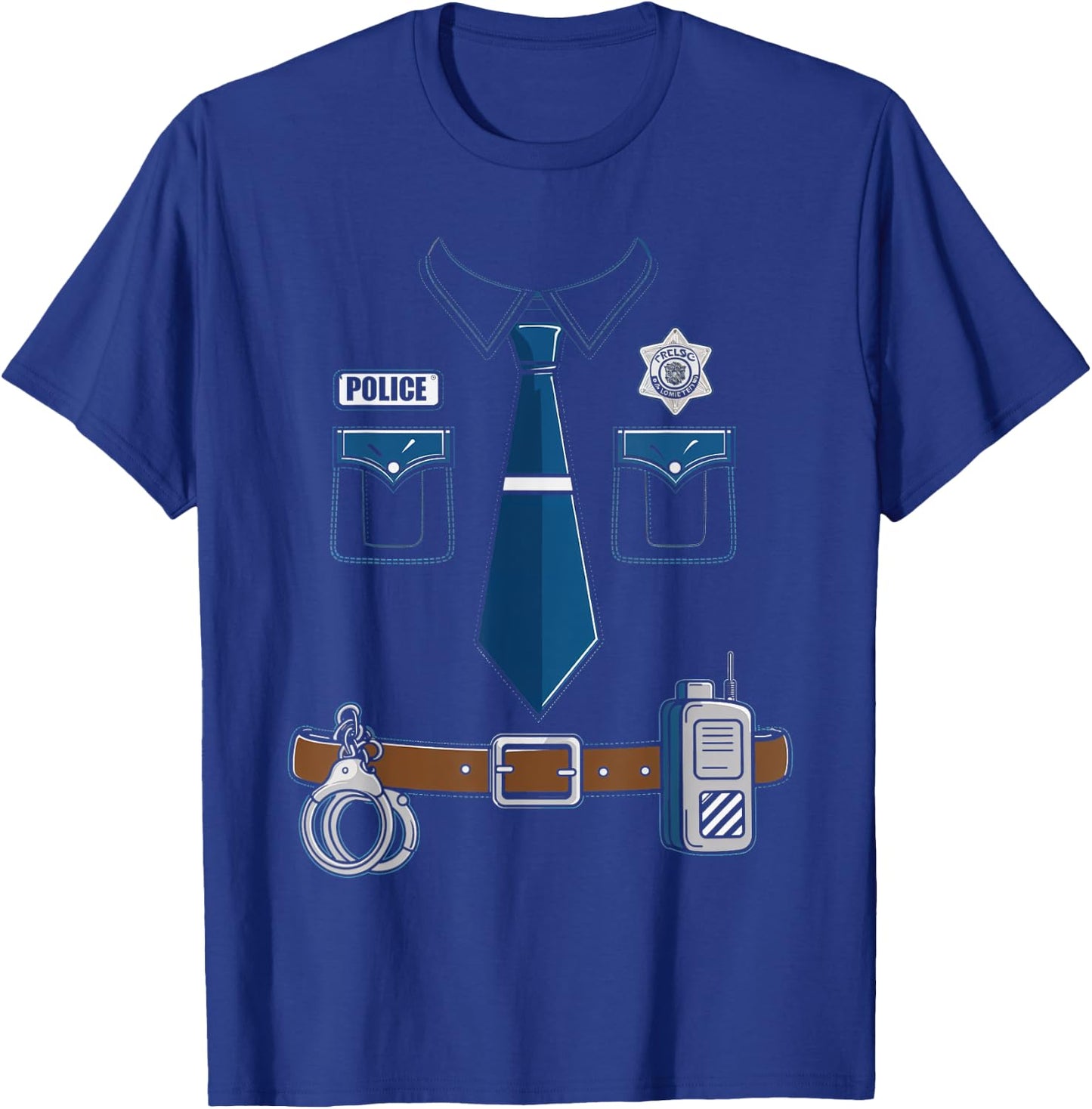 Police Costume Cop Uniform Officer Outfit Halloween T-Shirt - T-Shirt | Royal