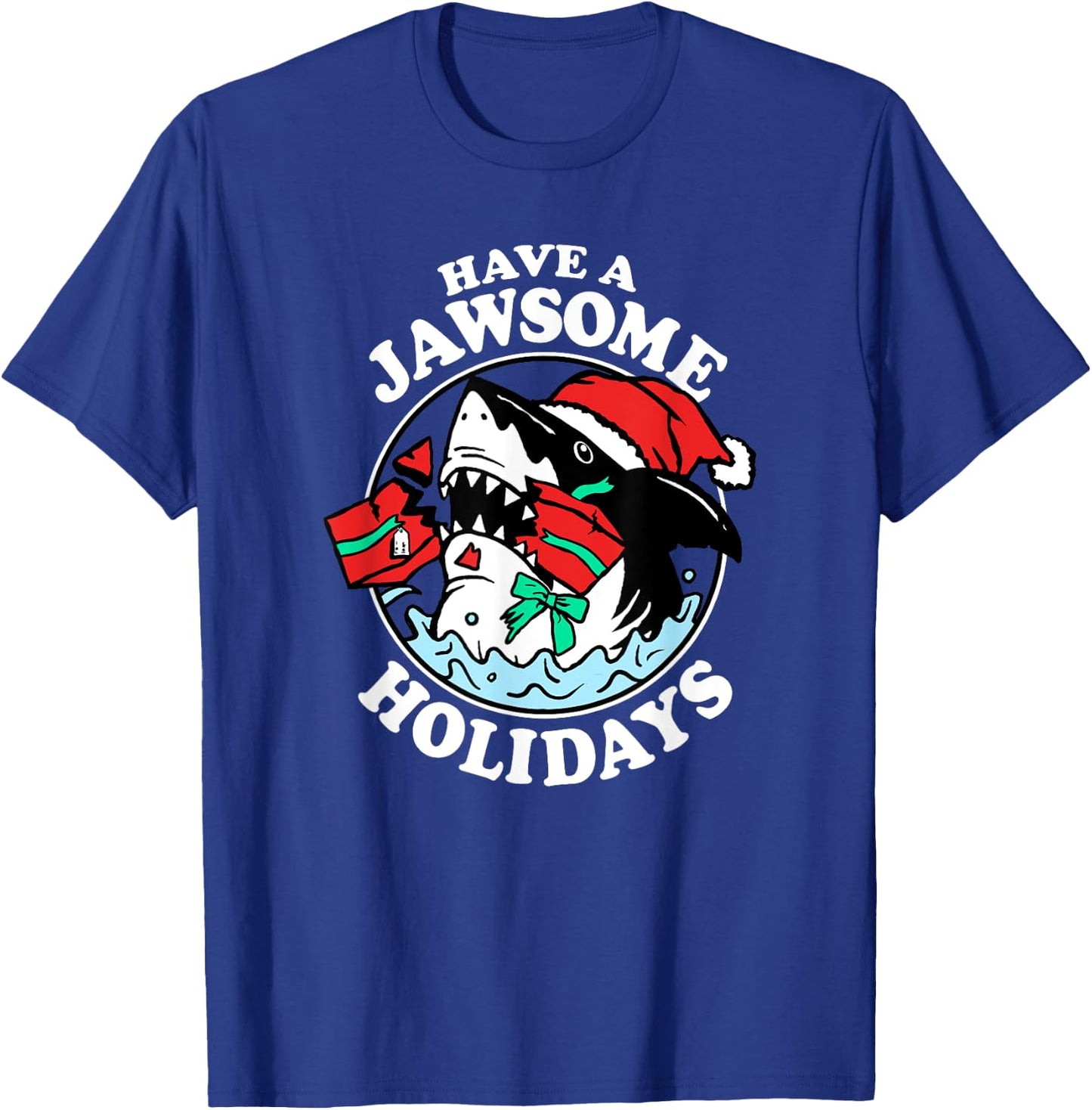 Trendy Christmas Have A Jawsome Holidays Christmas Shark T-Shirt - T-Shirt | Royal
