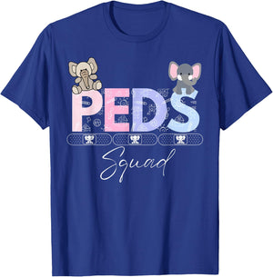Cute Peds Squad Nurse Elephant Pediatric Graduation T-Shirt - T-Shirt | Royal
