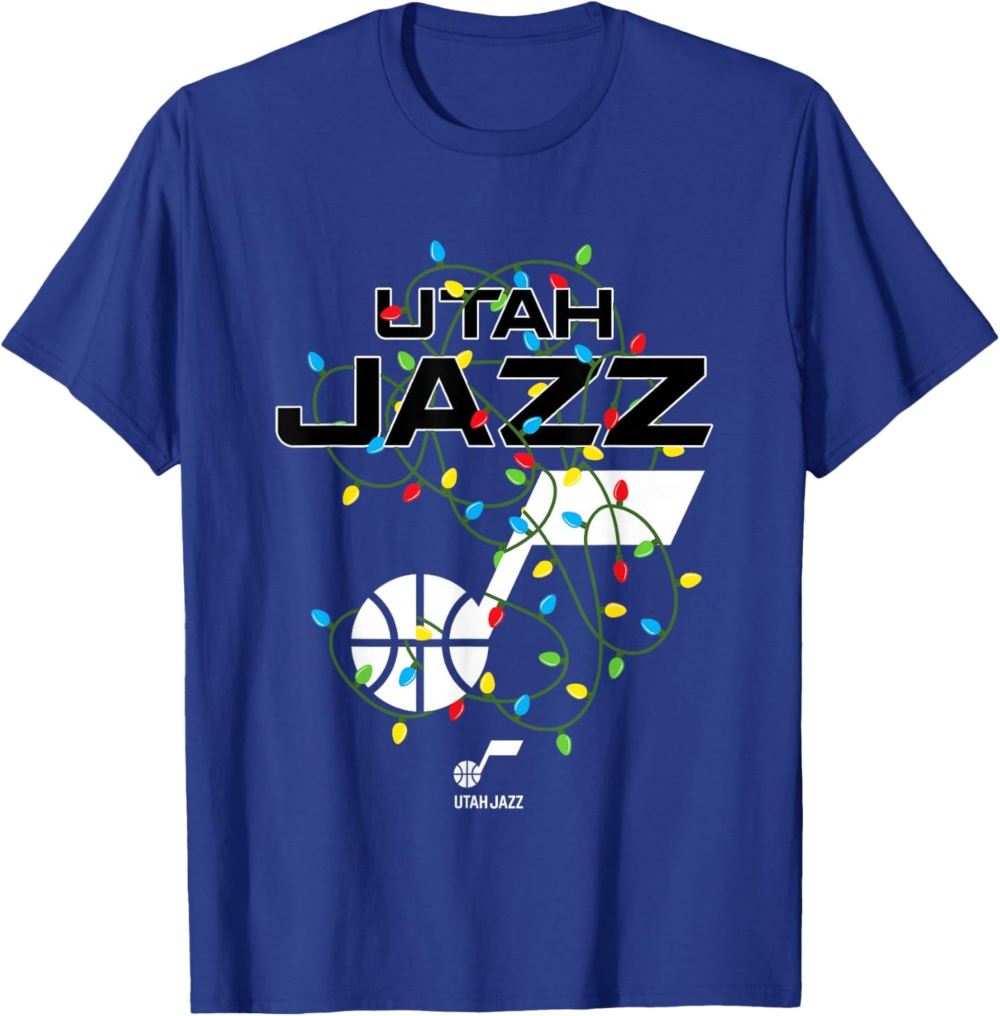 NBA Utah Jazz Christmas Lights Holiday Logo T-Shirt - T-Shirt | Royal