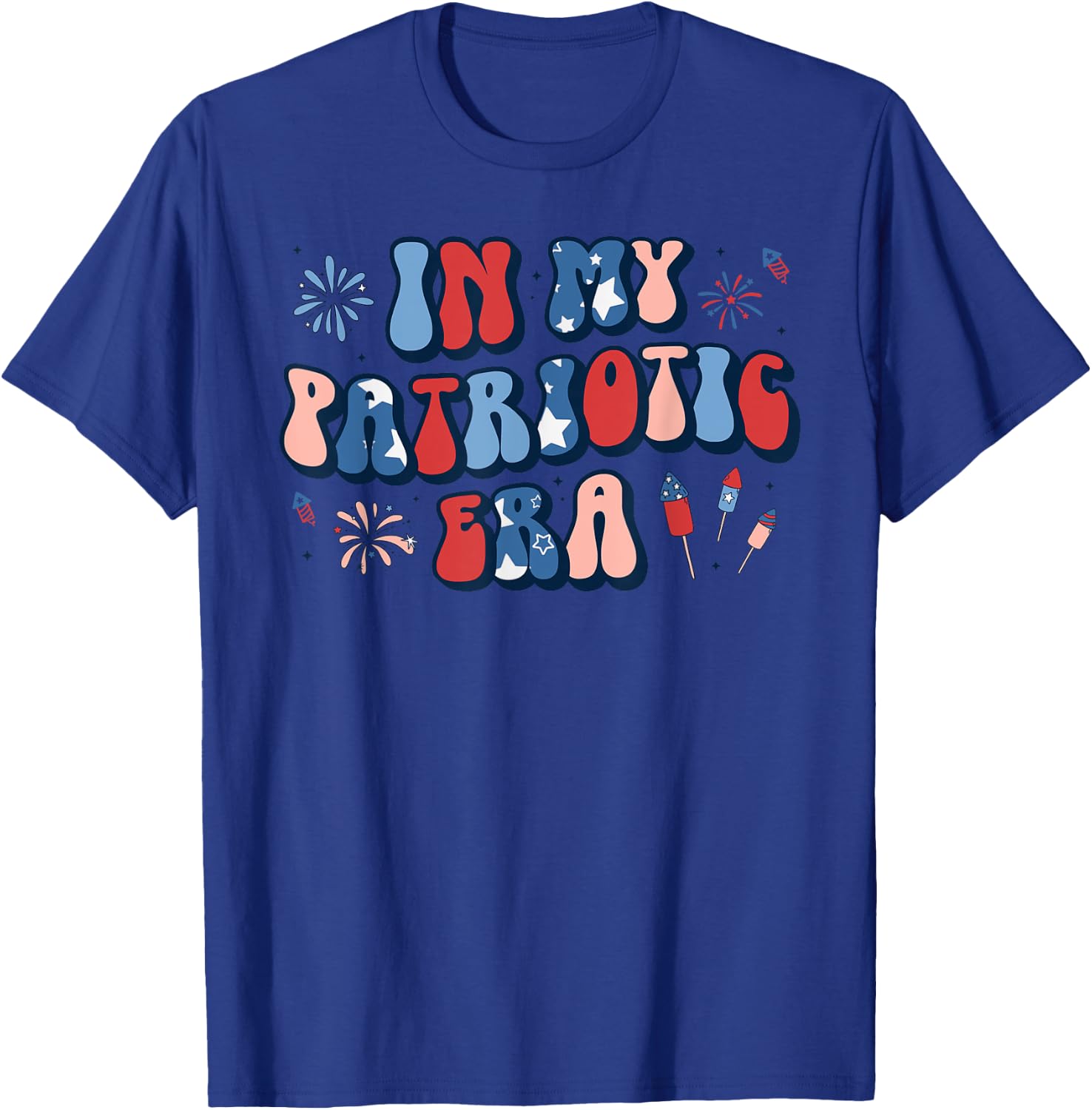 In My Patriotic Era Retro 4th of July Fourth Girls Groovy T-Shirt - T-Shirt | Royal