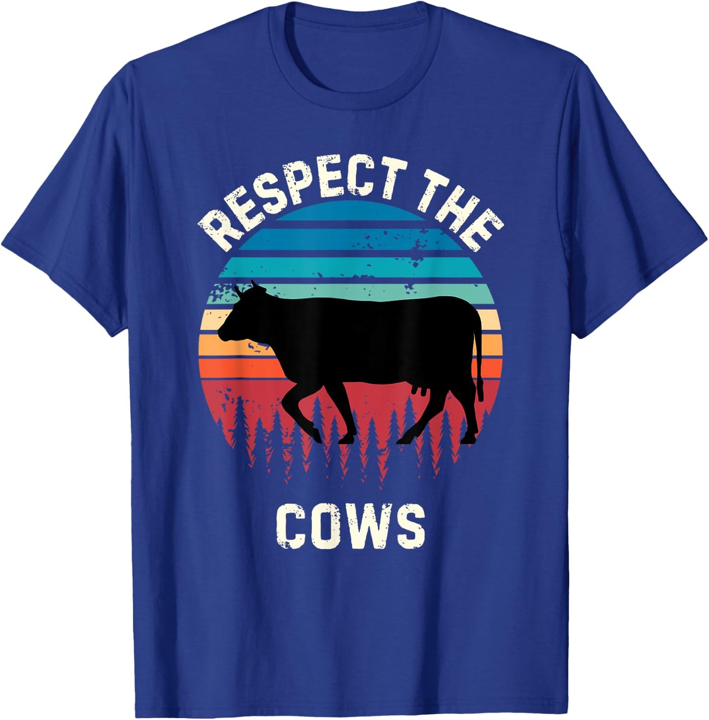 Retro Respect The Cows Vintage Grunge Cows Lover T-Shirt - T-Shirt | Royal