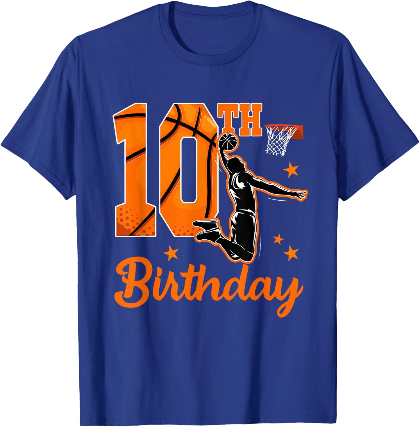 10th Birthday Basketball Theme 10 Year Old Boy Party T-Shirt - T-Shirt | Royal