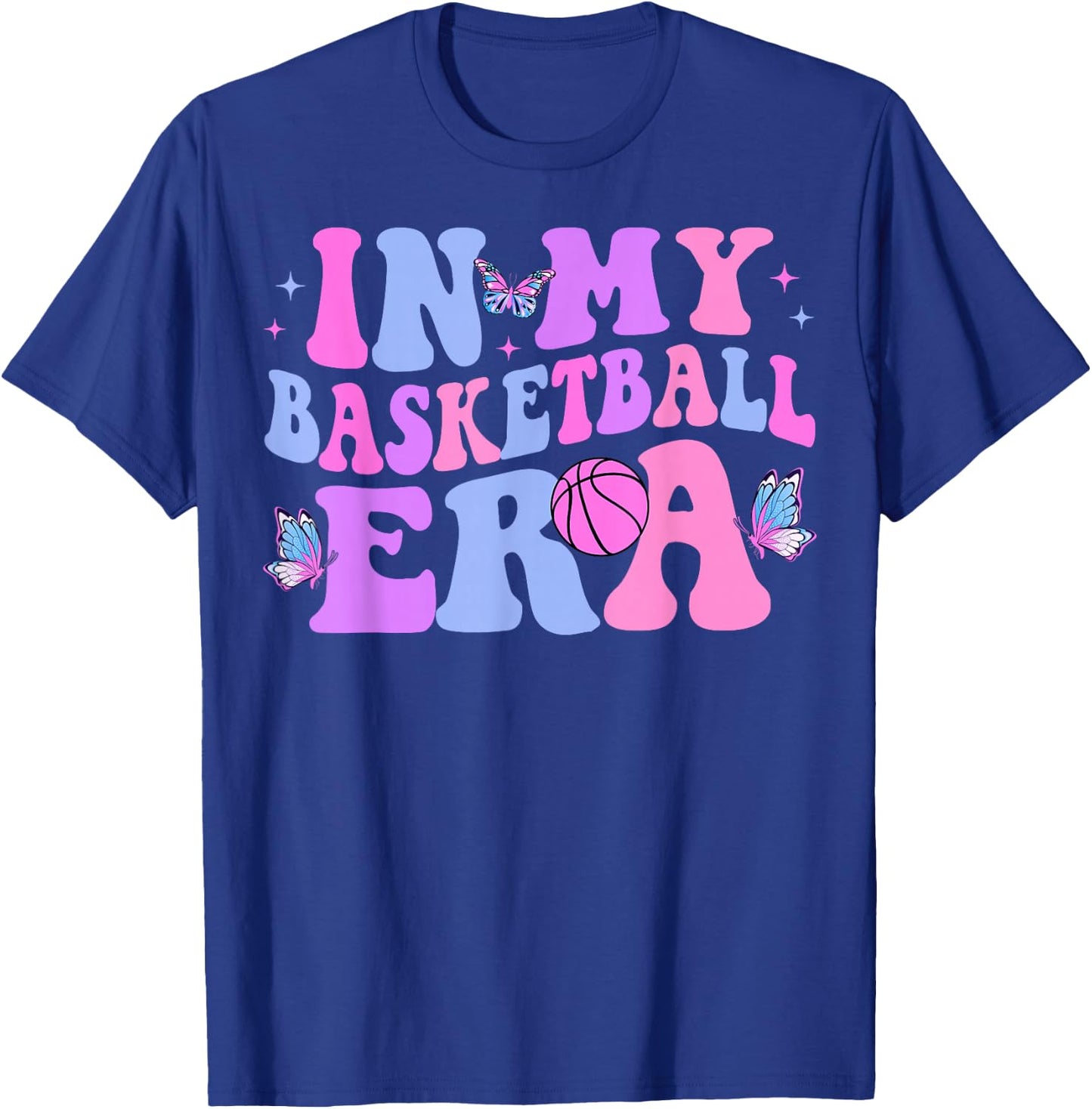 in My Basketball Era Groovy Basketball T-Shirt - T-Shirt | Royal