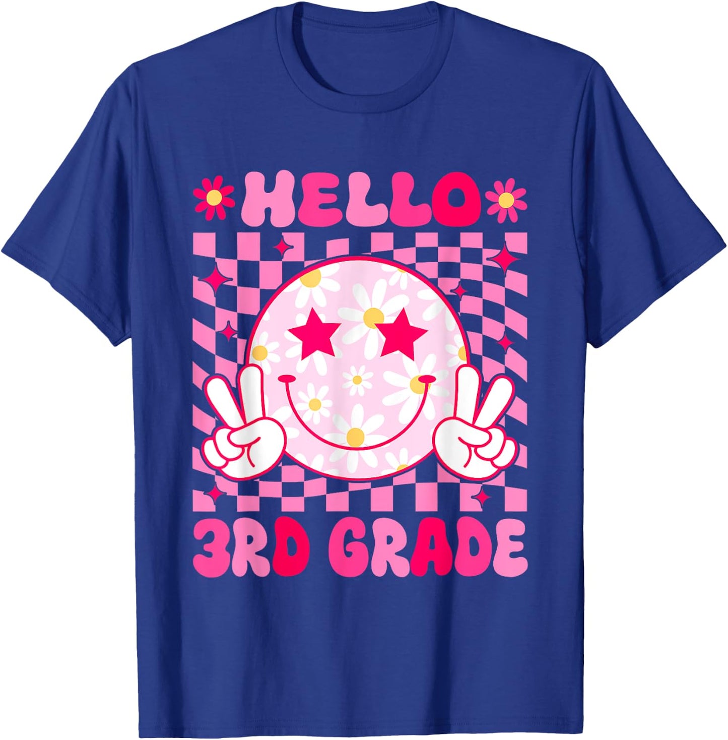 Hello 3rd Grade Back To School First Day Teachers Girls Kids T-Shirt - T-Shirt | Royal