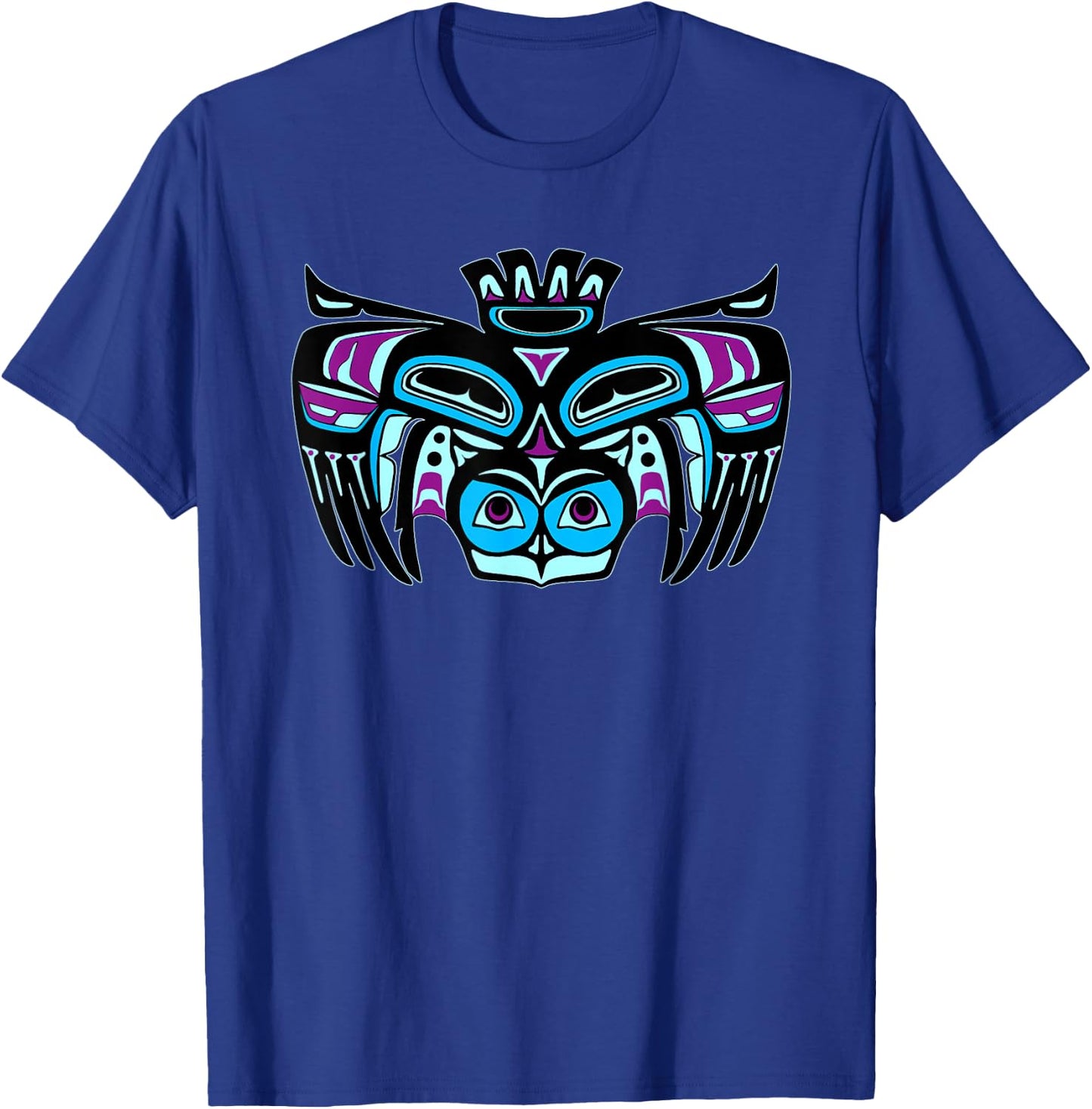 Alaska Native American Style Tlingit Haida Indian Owl Spirit T-Shirt - T-Shirt | Royal