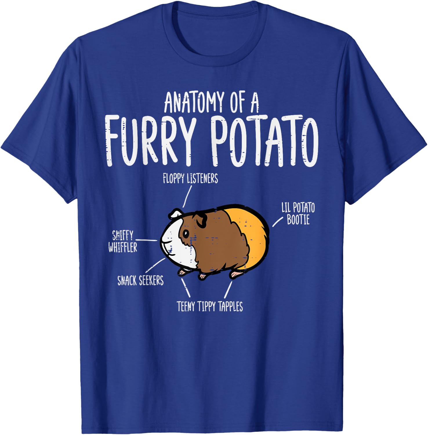Guinea Pig Anatomy Of Furry Potato Funny Cavy Men Women Kids T-Shirt - T-Shirt | Royal