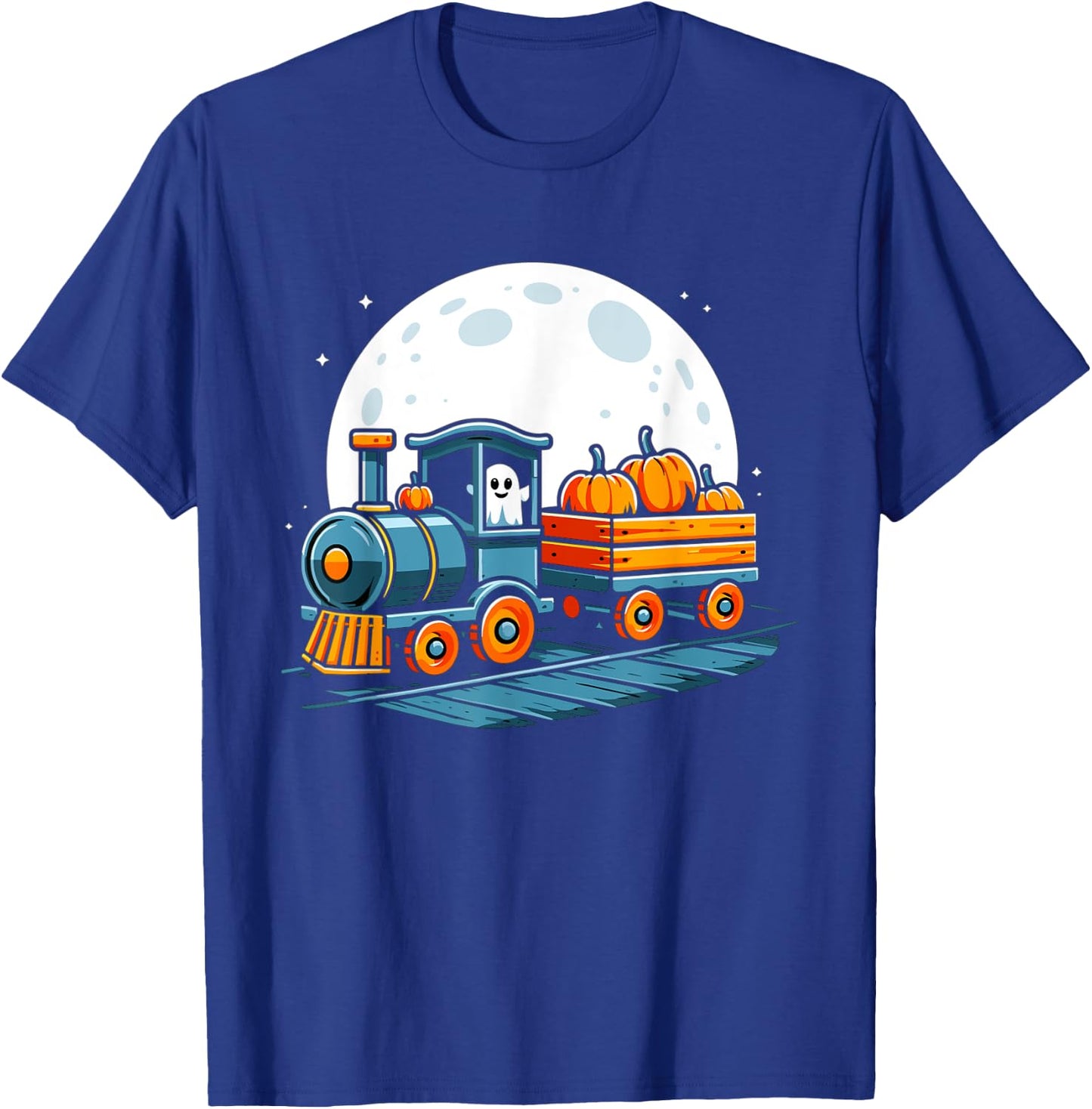 Halloween Train Funny Ghost Pumpkin For Kids T-Shirt - T-Shirt | Royal
