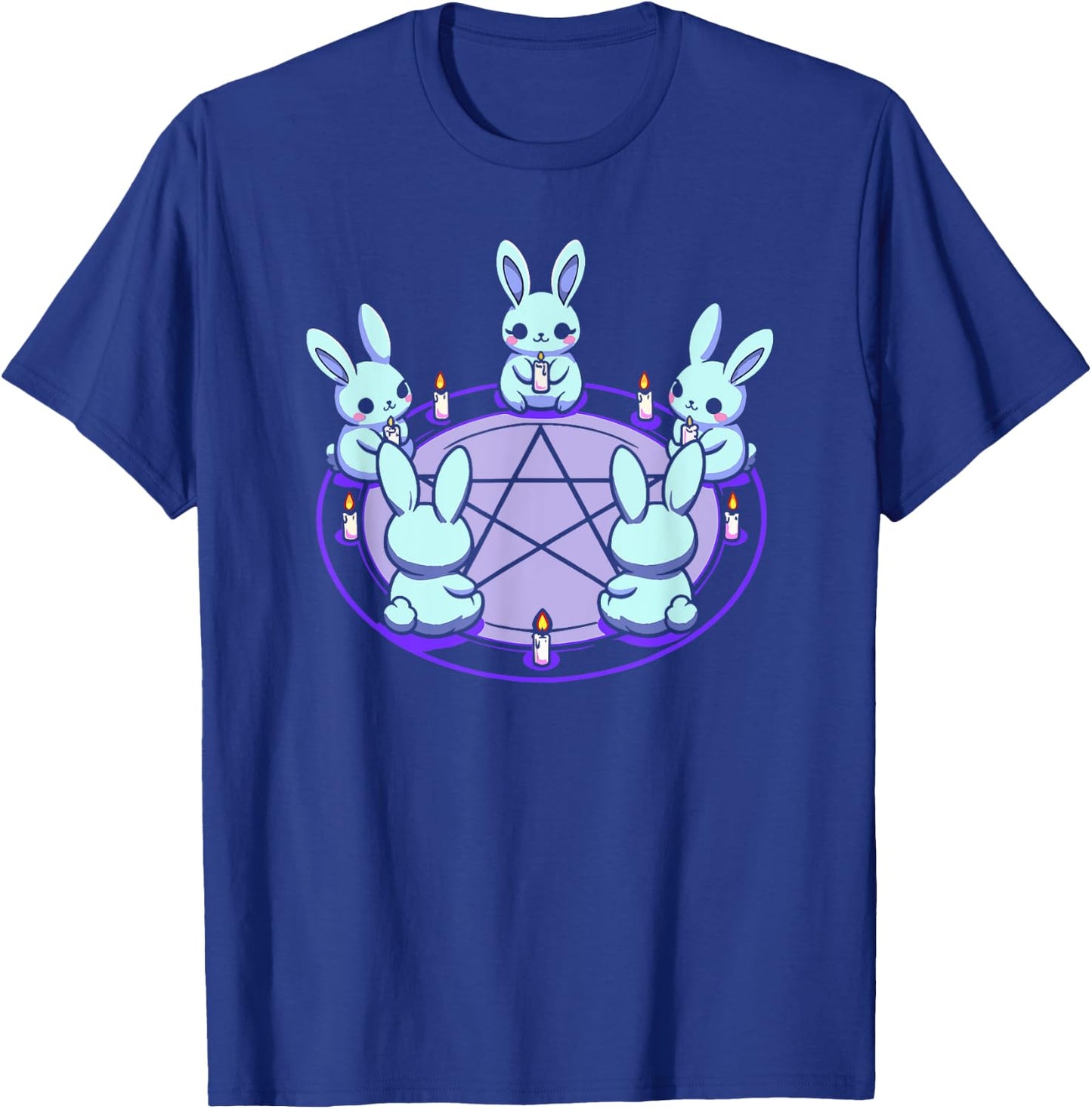 Bunnies Alternative Alt Summoning Demons Circle Bunny Rabbit Blue Pentacle Pentagram Pastel Goth Dark Humor , Small T-Shirt - T-Shirt | Royal