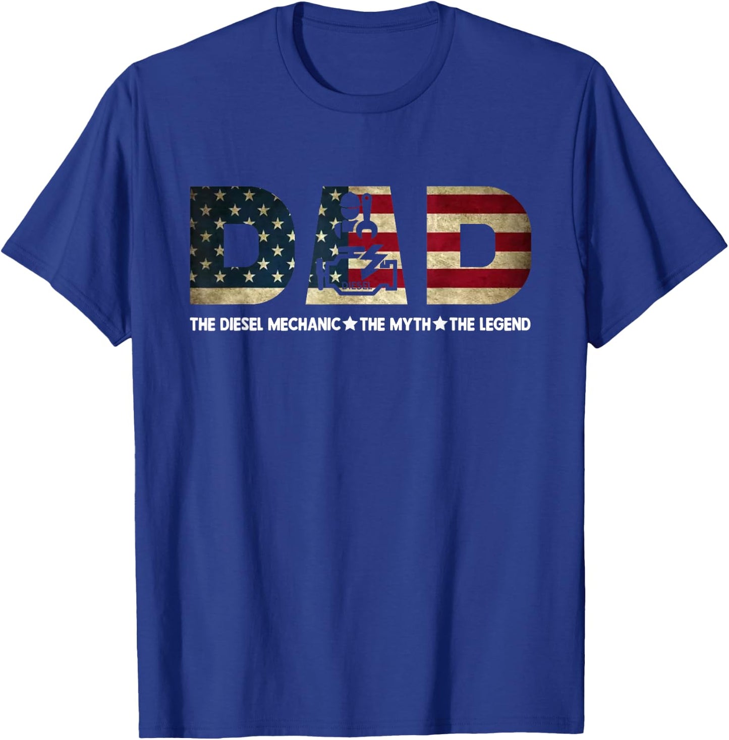 Dad The Diesel Mechanic The Myth The Legend T-Shirt - T-Shirt | Royal