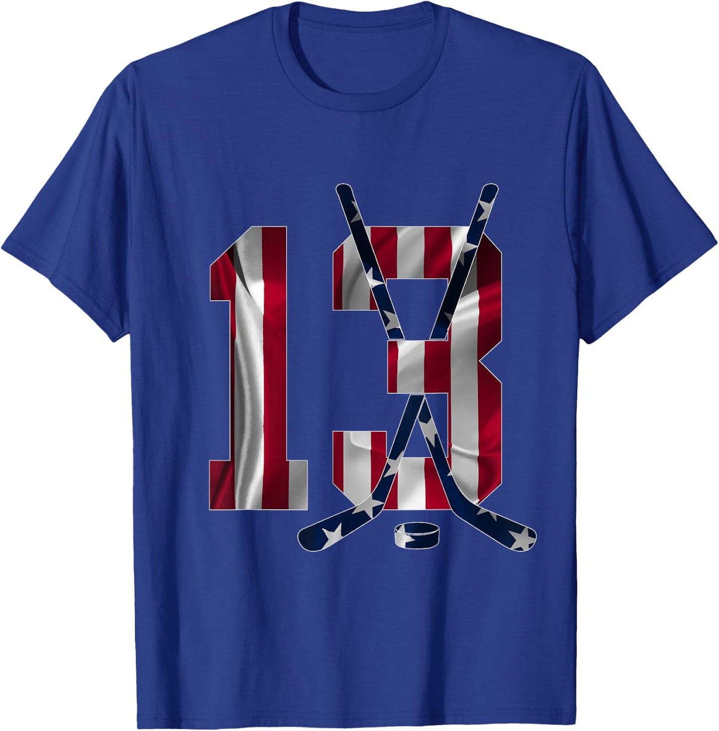 Number 13 Years Ice Hockey 13th Birthday T-Shirt - T-Shirt | Royal