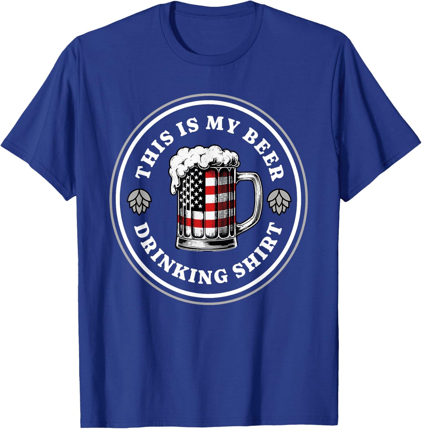 Beer Pride American Flag 4th of July Merica USA Drinking T-Shirt - T-Shirt | Royal
