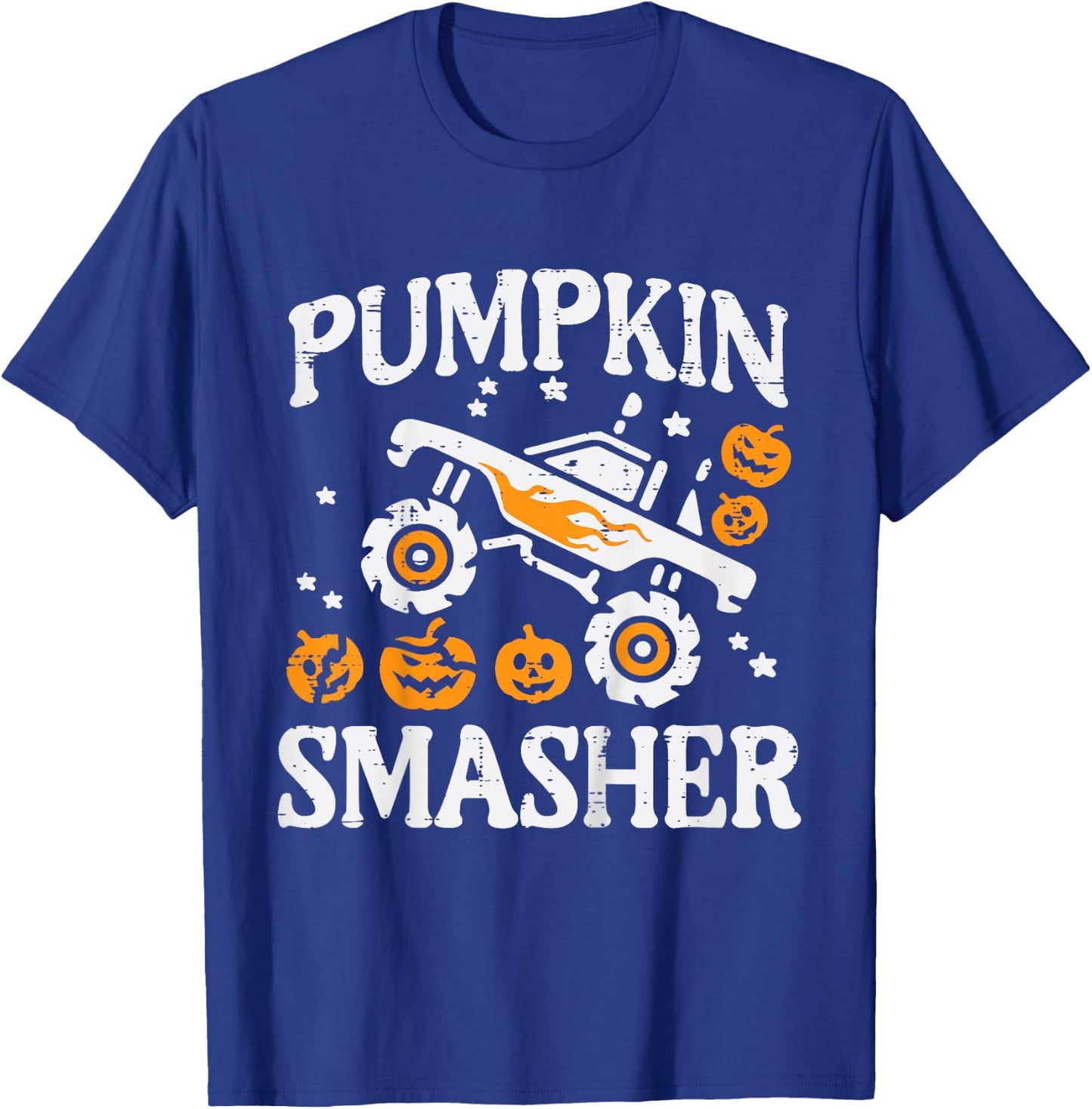 Kids Halloween Monster Truck Pumpkin Smasher Costume Toddler Boys T-Shirt - T-Shirt | Royal