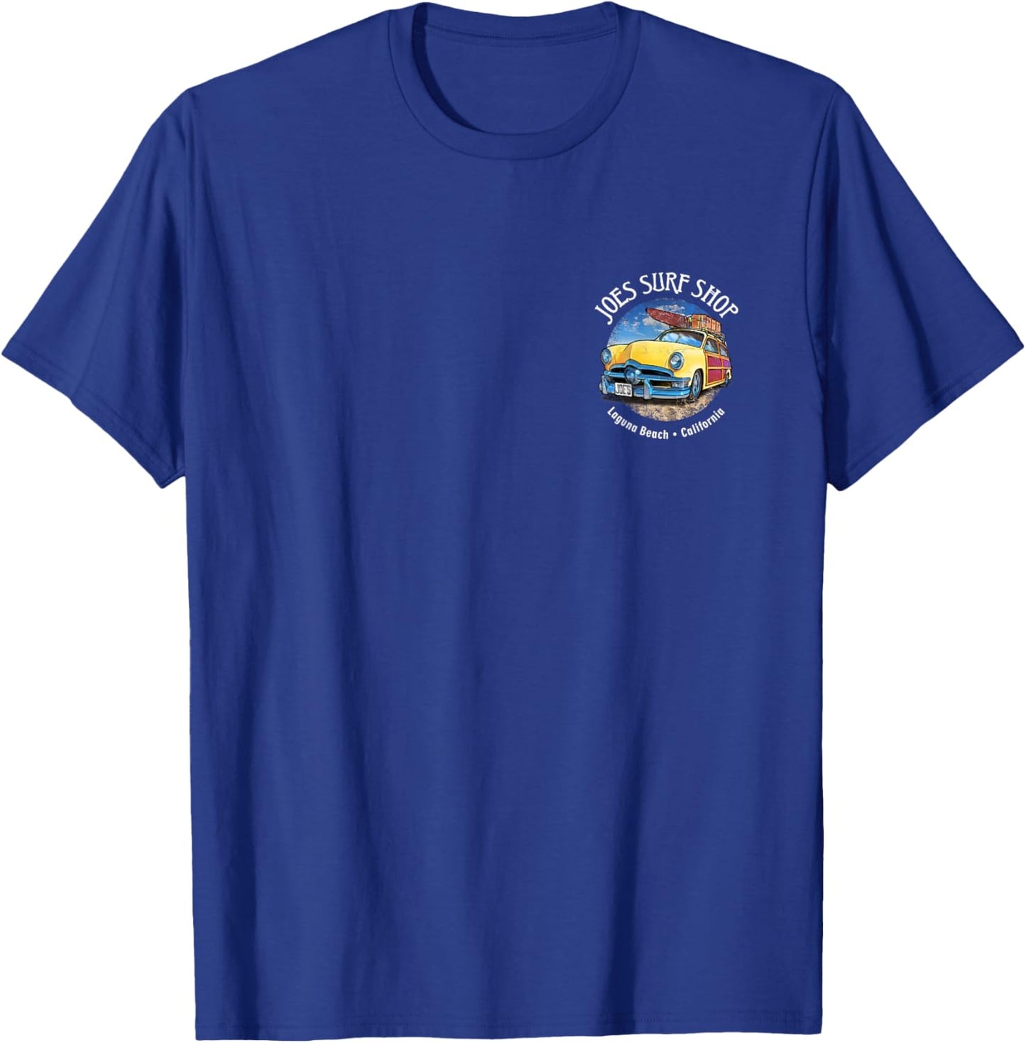 Joe's Surf Vintage Woody Wagon Logo Graphic T-Shirt - T-Shirt | Royal