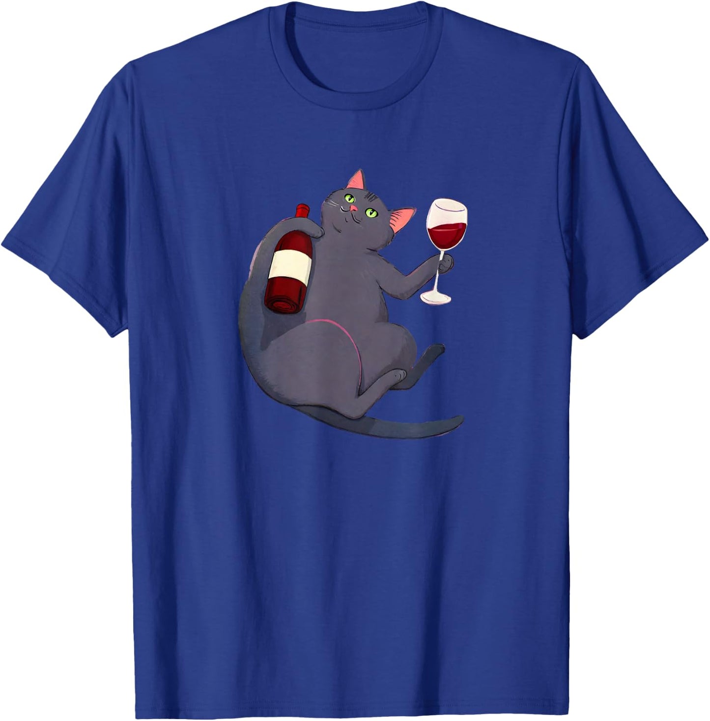 Cat and a bottle of wine. Cat wine red wine vino wine T-Shirt - T-Shirt | Royal