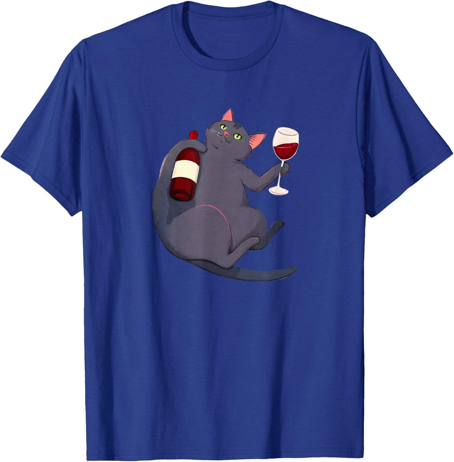 Cat and a bottle of wine. Cat wine red wine vino wine T-Shirt - T-Shirt | Royal