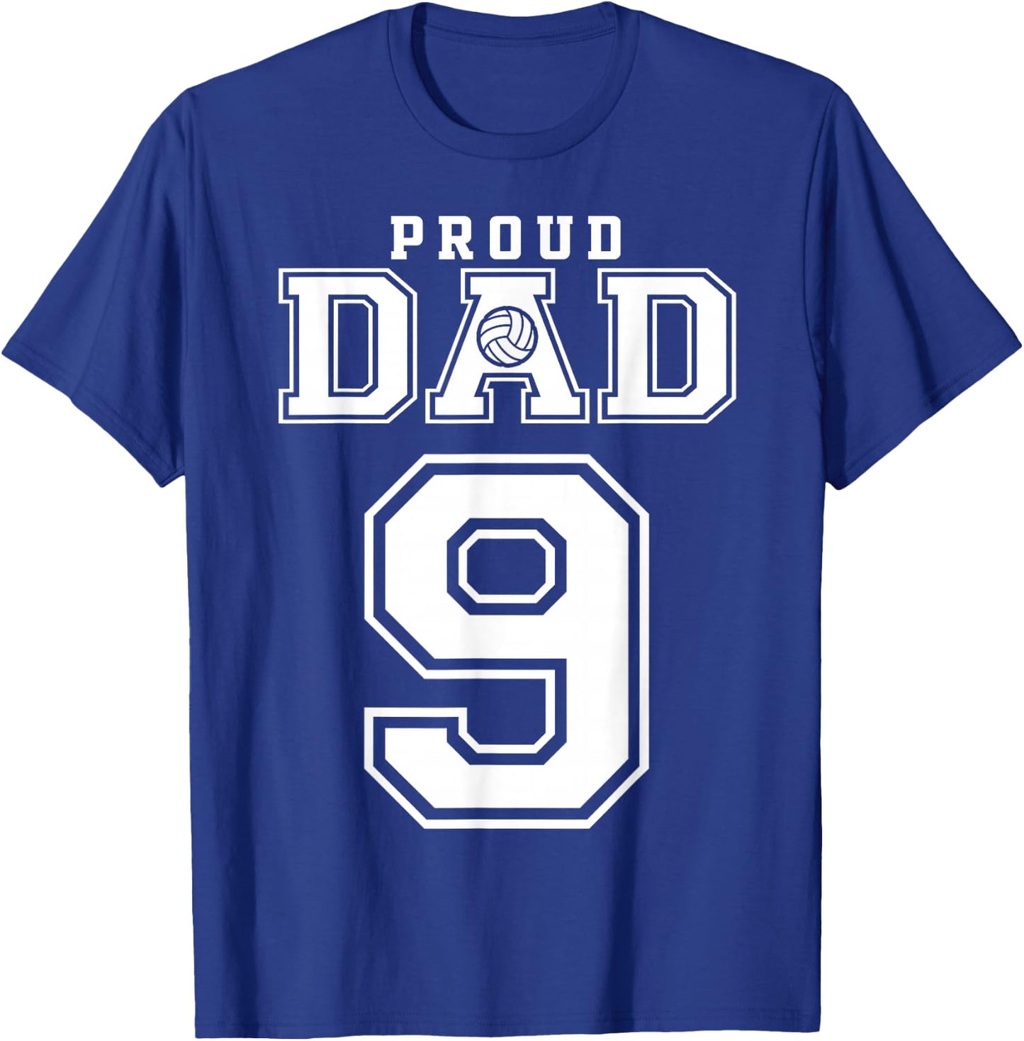 Custom Proud Volleyball Dad Number 9 Personalized T-Shirt - T-Shirt | Royal