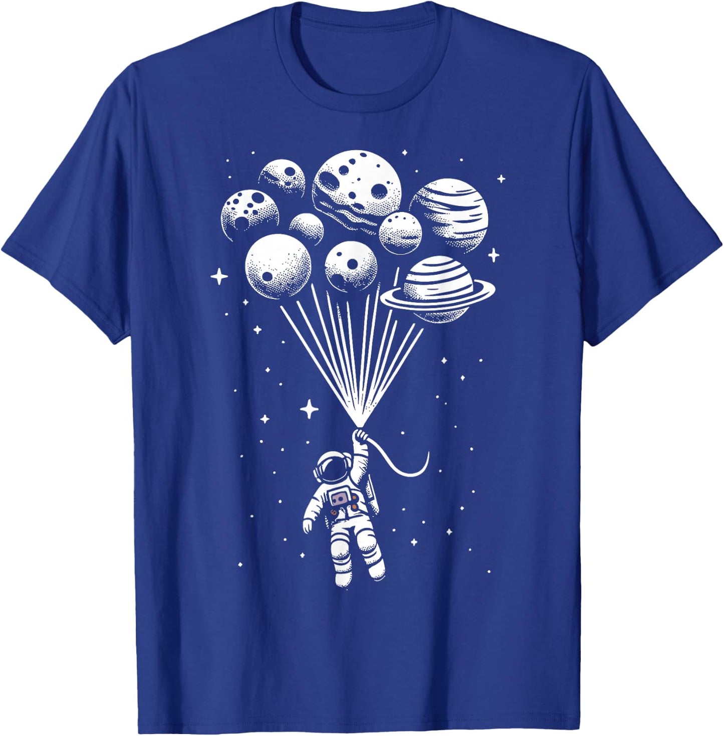 Space Astronaut Holding Planet Balloons Space T-Shirt - T-Shirt | Royal