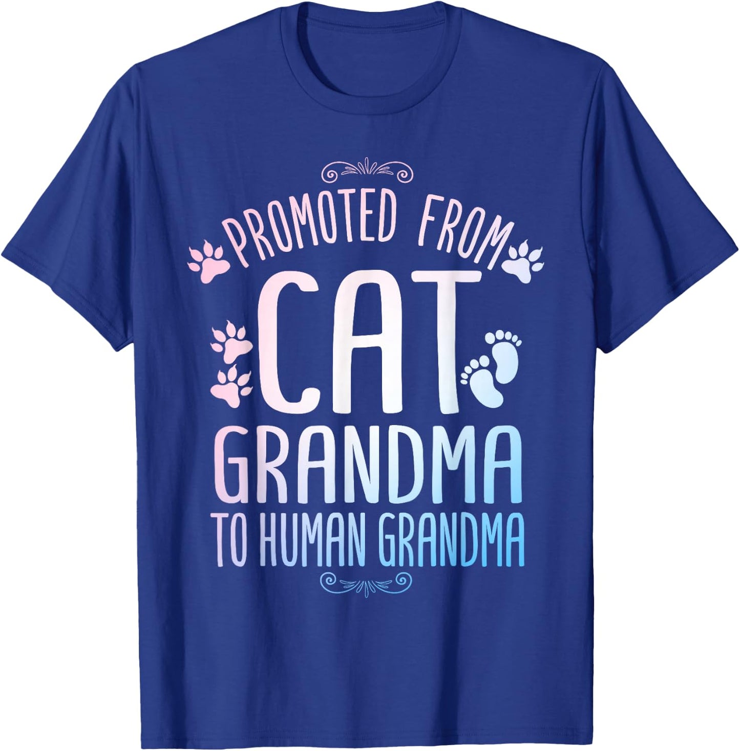 Cool Promoted To Grandma For Mom New Grandmother Cat Grandma Men Women Girls Kids T-Shirt - T-Shirt | Royal
